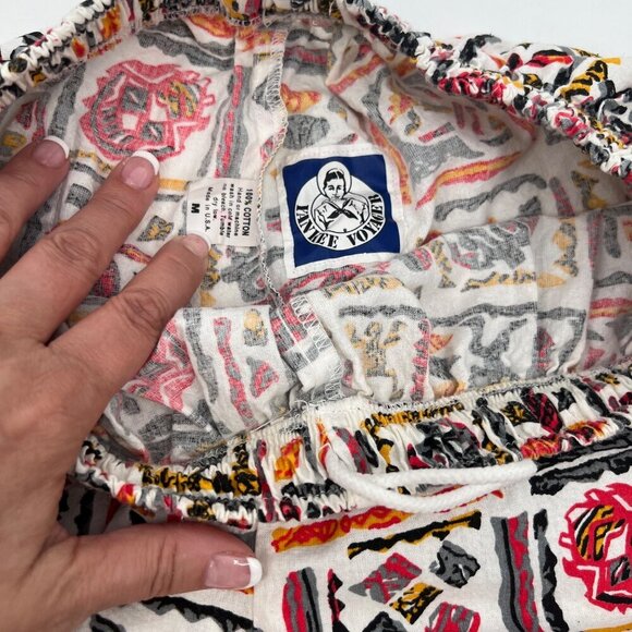 Crazy 1980s Print Baggy Joggers 100% Cotton‎ Made in the USA Hawaiian Print Sz M - Picture 7 of 9